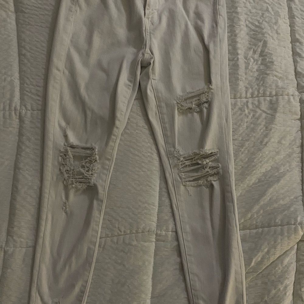 Distressed Olive Green Skinny Jeans